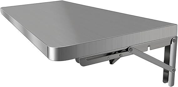 Foldable Wall Table - Stainless Steel - Foldable Workbench Wall Mount for Garage and Sheds, Office, Laundry Room, Kitchen and Dining Room, Computer Desk, Study Desk, Wall Hanging Table, Wall