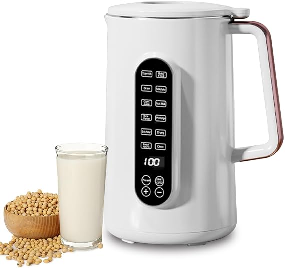 MACOLAUDER Soy Milk Maker, 12 Cooking Modes, 12 Cooking Modes, Soup Maker, Porridge Maker, Jam Maker, Electric Juicer, Mixer, 304 Stainless Steel, Beans, Rice, Fruits, Vegetables, No Filtration