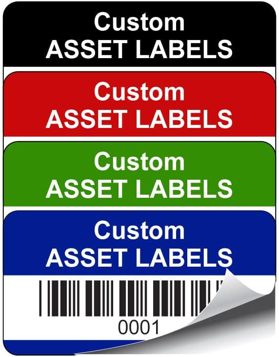 1000 Personalised Custom Barcode Asset Inventory Tag Labels - 38mm x 20mm Permanent Synthetic PP Labels - Simply Choose a Colour, Add Text and Identify Numbers Required (P/NO. CALB2)
