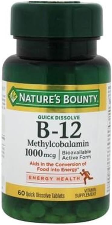 Natures Bounty Vitamin B12 Methylcobalamin 1000 mcg 60 Kapsül Takviye Edici Gıda