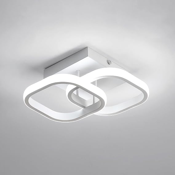 Modern LED Ceiling Light, Simple Square Ceiling Light 220V, 22W White Acrylic Ceiling LED Ceiling Light for Bedroom, Living Room, Dining Room, Kitchen, Hallway (L23.5*W23.5*H9.5CM) [Energy Class E]