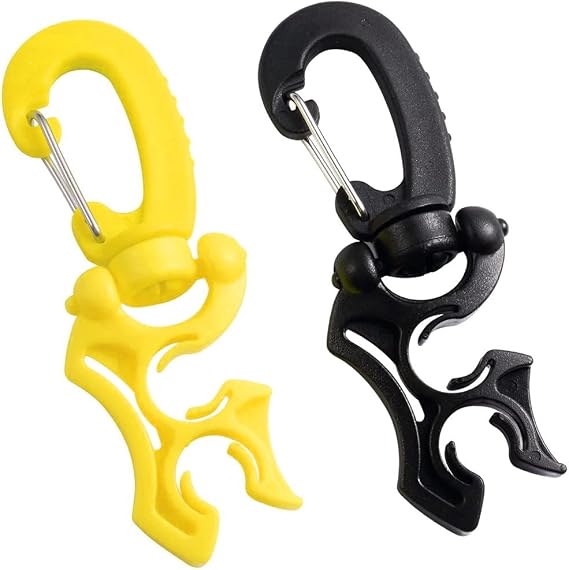 2 Packs Scuba Hose Clip Scuba Diving Hose Holder Clip, Double BCD Dive Hose Holder with Snap Hook Buckle