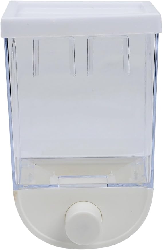 Compact Wall Mounted Cereal Jar 1L Food Storage Dispenser Flour Sugar Grains Coffee Transparent PP Container White