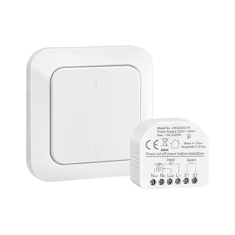 SURAIELEC Wireless Light Switch Kit, 10A 2300W Wall Switch & Receiver Set