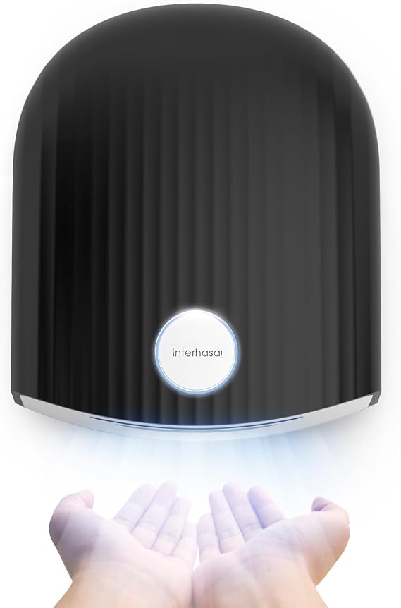 interhasa! Commercial Hand Dryer, Automatic Electric Hand Dryer 1800W High Speed Hand Dryer for Commercial & Home, Low Noise (Black)
