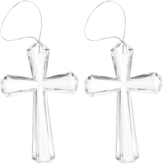 2pcs Acrylic Cross Easter Hanging Ornament with Light Reflection