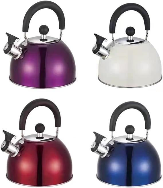 RHP Induction Stainless Steel Kettle with Whistle (2.5 L) I Whistle Kettle Whistling Kettle Tea Kettle - For All Hobs - Kitchen & Camping - Heat Resistant & Non-Slip Design - for Tea Coffee (Purple)