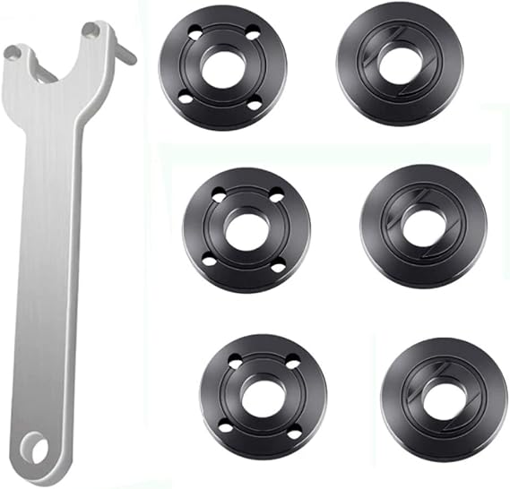 Dzxin Angle Grinder Attachments,Grinder Flange Angle Wrench Metal Lock Nut Fit for DW Milwaukee Makita 193465-4 Compatible with Bosch Black & Decker Ryobi 4.5" 5" 5/8-11