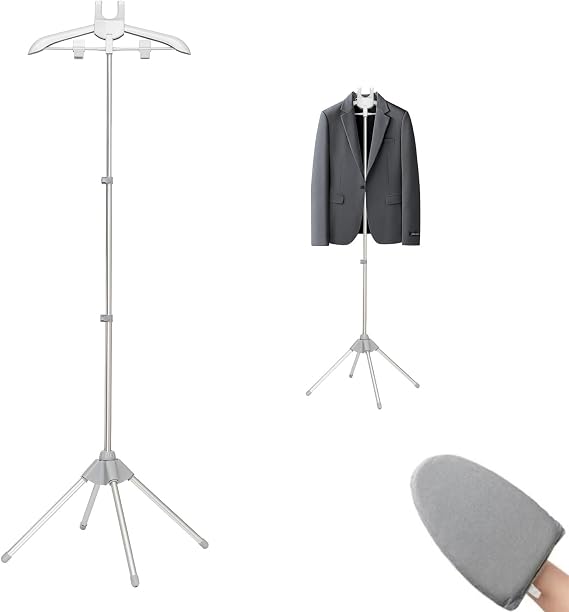 Steamer Stand for Clothes Garment Steamer Hanger with Ironing Glove Portable Steamer Rack for Steaming Clothes Adjustable Handheld Hanging Ironing Clothes Stand