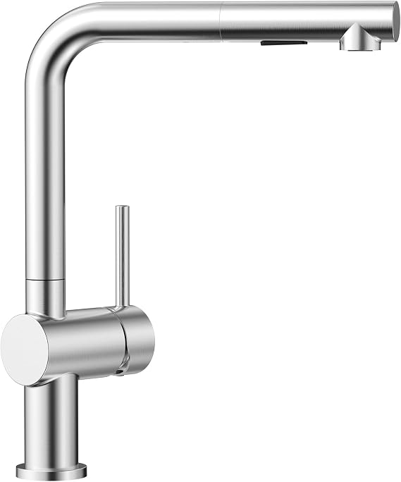 CECIPA Extendable Kitchen Faucet with 2 Spray Types, 360° Rotatable Mixer Tap, Single Lever Tap, Brushed Stainless Steel