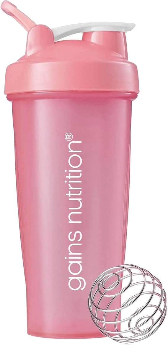GN Protein Shaker | 600ml Protein Shaker Bottle | Protein-Shake Bottle Gym-Shaker | Sports Supplements-Shaker | Screw Top & Leak Proof (Pink)