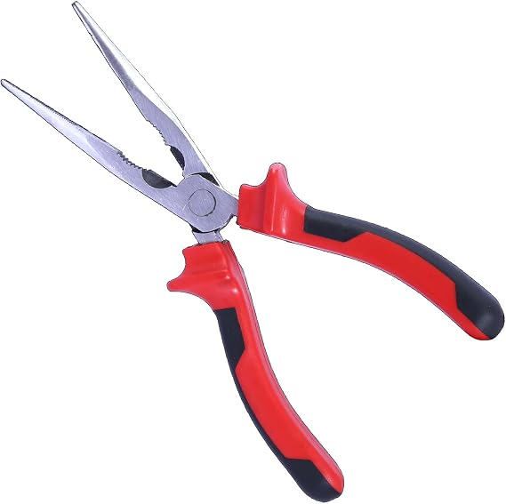 Sharp-tec Long Nose Pliers 160mm with Soft Grip Handles, Heavy Duty Side Cutting Pliers for DIY, Electrical Repair, Jewellery Making