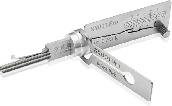 SS001 Pro Lock Pick Tool, 2 in 1 Pick and Decoder Tools,SS001 Pro Stainless Steel Ke/y Decoder, Loc/k Picking Kit for Beginners, Stainless Steel K/ey Dec/Oder, Master Ke/y Set,L/ock Set for Auto