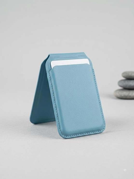 Mag-Safe Cüzdan – iPhone 12/13/14/15/16/17/18 Pro Max Serileri için Manyetik Kartlık, Güçlü Mıknatıs, RFID Koruma, Premium Deri, 3 Kart Kapasiteli, Şık & Hafif Tasarım Açık Mavi