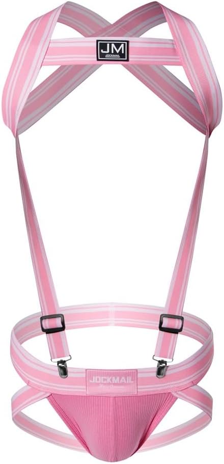 JOCKMAIL Men's Harness Adjustable Straps Harness with JockStrap Low Rise Support for Club and Gym