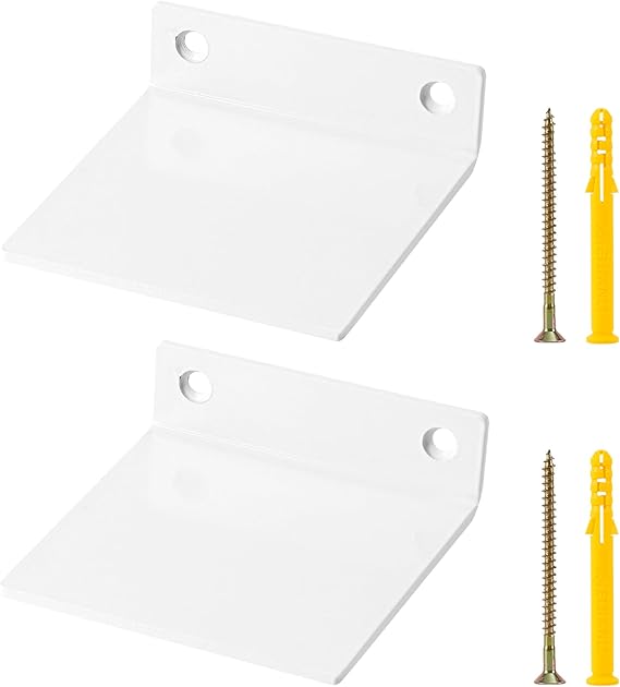 Floating Shelf, 2 Pcs Small Floating Shelves for Wall, Floatings Wall Shelves Metal Wall for Bedroom Bathroom Living Room Book Speaker Hanging Shelves(10.9 * 10 * 3CM White)