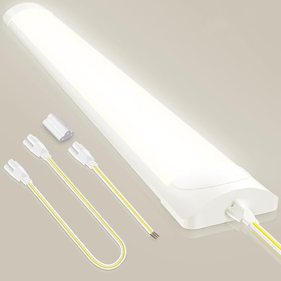 4FT 115cm LED Batten Light,4500K Neutral White LED Tube Light,40W Linkable Fluorescent Lights,4000LM Super Bright Strip Lights,Hanging or Surface Mounted Ceiling Lighting for Office Garage [Energy Class F]
