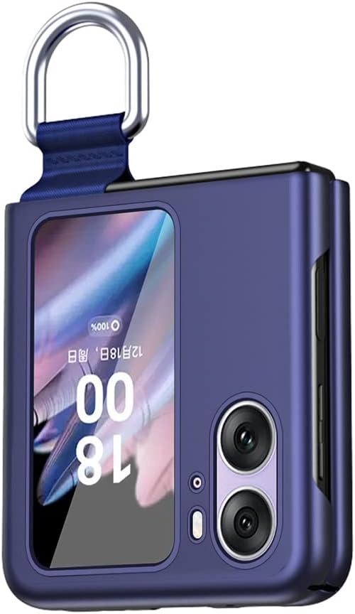 SEAHAI Case for OPPO Find N2 Flip, Ultra Thin Premium PC Matte Finish Anti-Scratch Cover, Silky Touch Feeling Phone Case with Ribbon and 360 Degree Ring - Blue