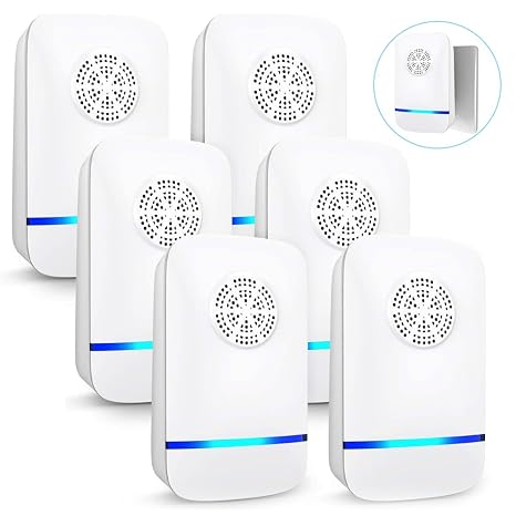 6PCS Ultrasonic Pest Repeller, Powerful Mouse Repellent plug in,Electronic Mouse Repeller Plug in for Control Mice, Mosquitoes, Spiders, Cockroaches, Bugs, Harmless to Pets and Human