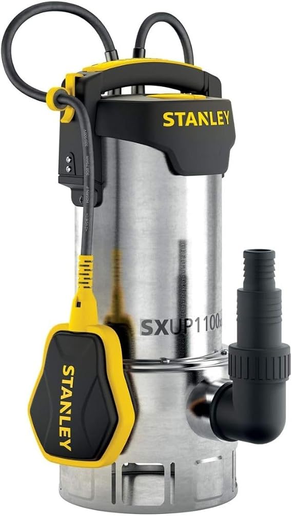 Stanley SXUP1100XDE Submersible Pump for Dirty Water (1,100 W, Max flow rate 16,500 l/h, Prevalence max. 10.5 m)