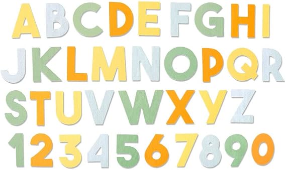 Sizzix Bigz XL zımba şablonu 664385 Emily Tootle klozet alfabe, çok renkli, tek beden
