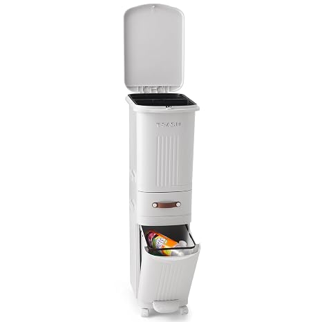 Warmiehomy 36L Recycling Bins for Kitchen 4 Compartments Pedal Bin with Lid