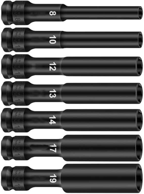 Deep Socket Set /2 Drive,Thin Wall Hex Sockets Metric,Chrome Vanadium Steel Spanner,Long Reach Nut Remover Kit,Automotive Repair Tool Adapter,Ratchet Wrench Extension Heads,Narrow(8+10)