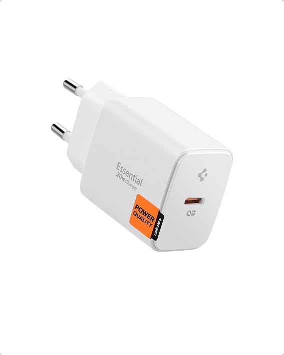 Spigen 20W USB-C Mini Hızlı Şarj Aleti/Şarj Isısını Düşürür GaN Pro Akım Korumalı Güç Adaptörü iPhone & Android & iPad Type-C EE201 White - ACH08701