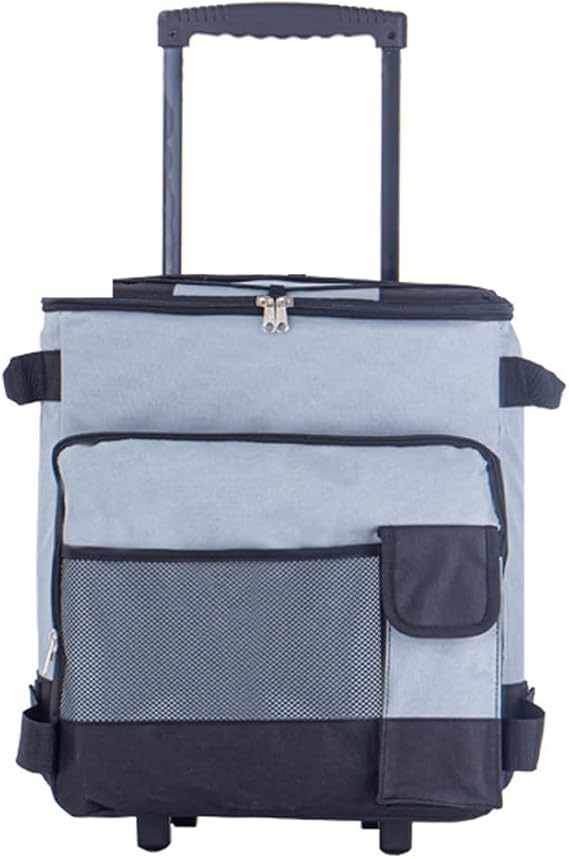Collapsible Cooler Bag on Wheels 43L Portable Large Cool Box Picnic Bag with Handle, Waterproof Oxford Cloth, for Camping, Fishing, BBQ