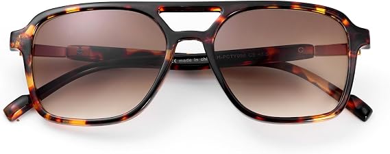SKYWAY Retro Pilot Reading Sunglasses for Women Men, Classic 70s Vintage Square Outdoor Sun Reader Glasses, UV Protection Anti Blue Light Reader Sunglasses
