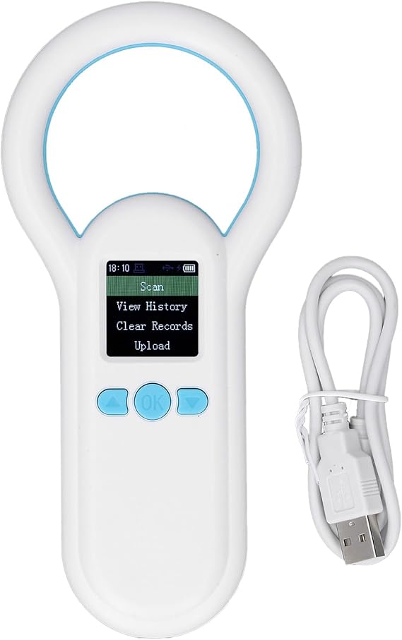 Pet Microchip Scanner 134.2Khz, Animal ID Reader with 1.44 Inch TFT Display, Reads ISO FDX - B EMID Chips, Stores 500 Records, for Pet Vets Farms Shelters