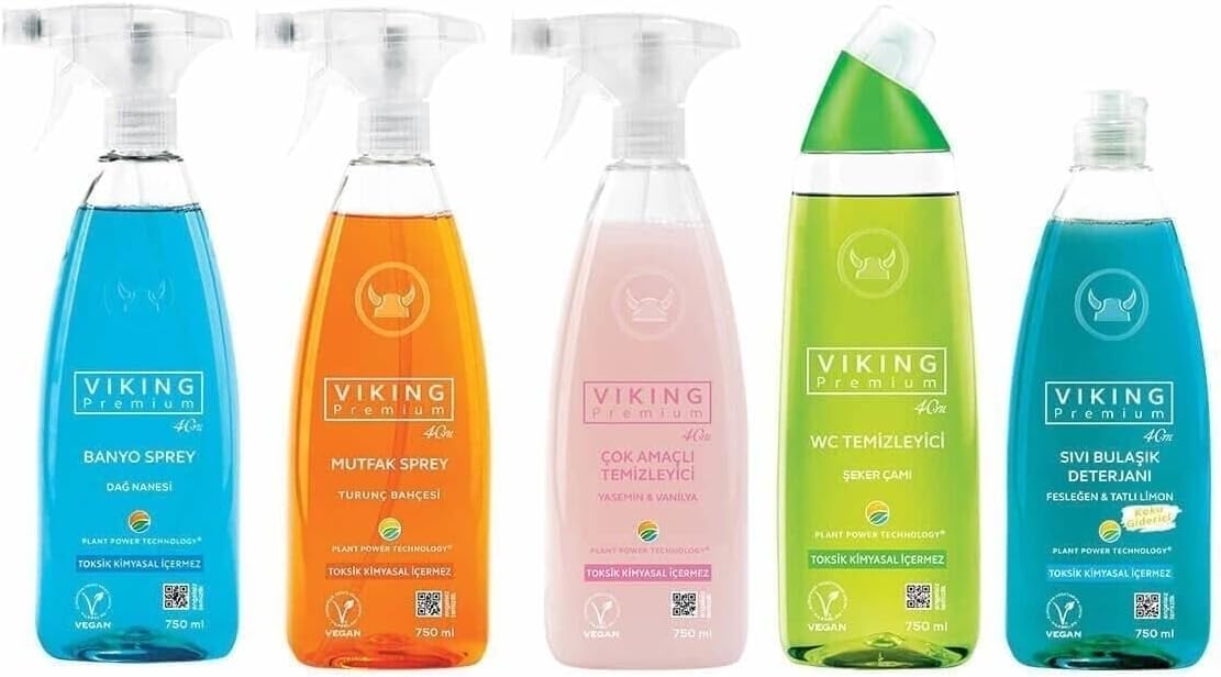 Viking Premium 5'li (Mutfak,Banyo,Çok Amaçlı,Wc Temizleyici,Bulaşık Deterjanı) Paket 750 ml