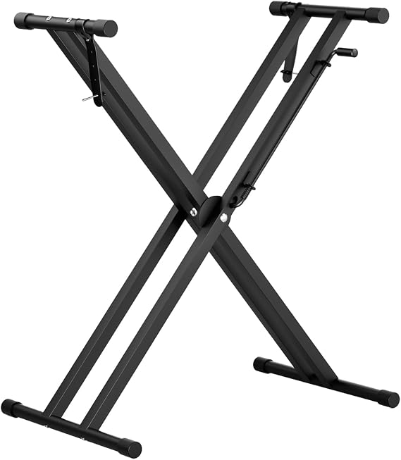 2025 Upgrade Heavy-Duty, Easily Adjustable Height Double-X Keyboard Stand, Portable Digital Piano Stand with Locking Straps, (Multiple Adjustable Heights), Black