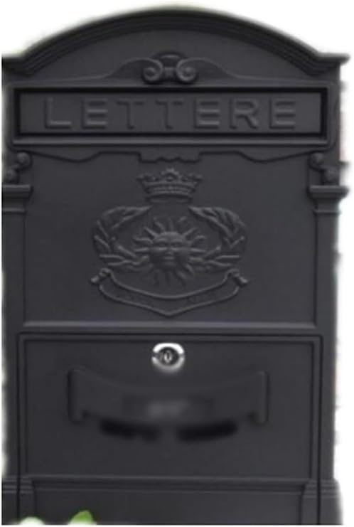 Mailbox Mailboxes Outdoor Heavy Aluminium Lockable Secure Mail Letter Post Box Ornament Garden Postbox Retro Metal Mail Box Classic(Noir)