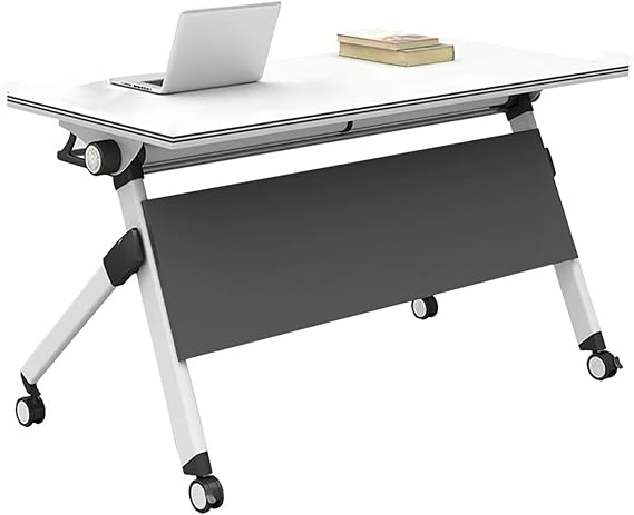 Folding Conference Table with Wheels, Flip-Top Modular Training Desk, Rolling Meeting Table, with Lockable Casters, for Office or Classroom(Large)