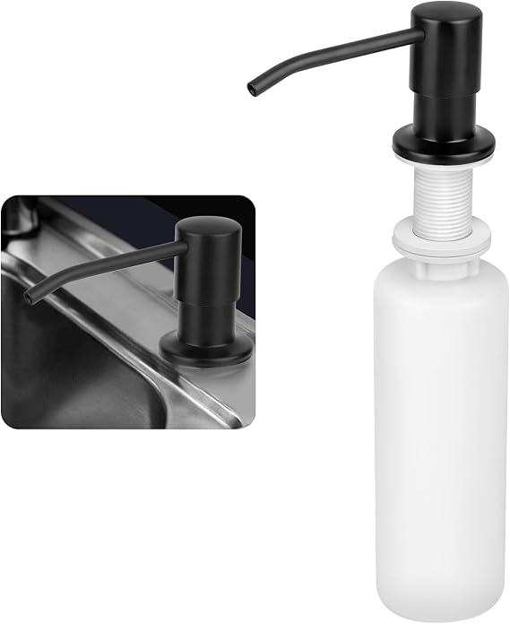 Linkstyle Recessed Kitchen Sink Soap Dispenser, Stainless Steel Countertop Pump with 300ml Bottle