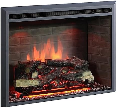 RICHEN EF4XC Electric Fireplace with Heater 3D Flame Effect Crinkle Function and Remote Control Black