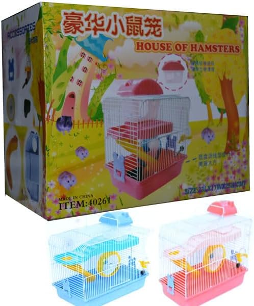 EuroGold Hamster Kafesi Pembe Beyaz 23x17x25 Cm