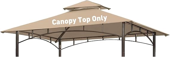OLILAWN Grill Gazebo Replacement Canopy Roof, 5' x 8' Outdoor BBQ Gazebo Canopy Top Cover, Double Tired Grill Shelter Cover with Durable Polyester Fabric, Fit for Model L-GG001PST-F, Beige