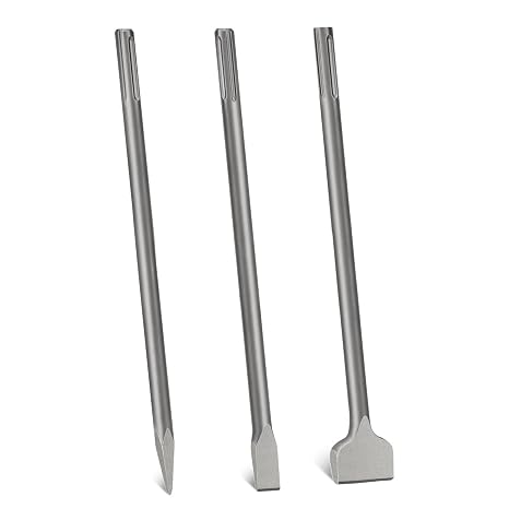 SDS Max 3-Piece Chisel Set for Large Construction Projects Robust and Sharp-Edged Including Pointed Chisel Flat Chisel and Tile Chisel (style1)