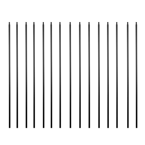 Iron Balusters for Staircase Interior (Box of 15) Stair Spindles 1/2" Square Metal Balusters - Hollow Straight Staircase Metal Spindles (Real Satin Black), E01