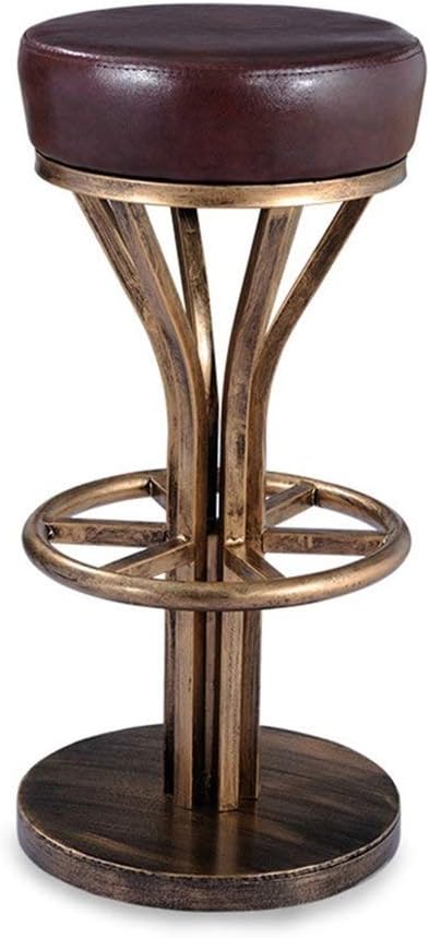 Dining Chair Chair Barstool Vintage Bar Stool Metal PU Leather High Stool Antique Dining Chair Reception Chair KTV Counter Stool Classic Furniture Restaurant Kitchen Counter Counter Bar Cafe with Backrest