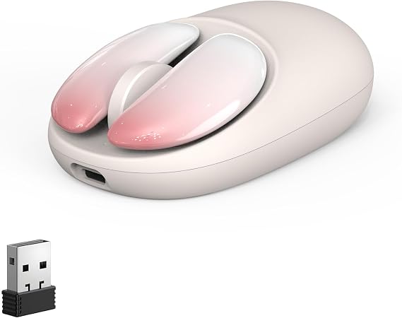 Pembe Kablosuz Fare Ergonomik, Sessizlik Çıkarılabilir Düğmeler, Sol/Sağ Küçük Eller için Şarj Edilebilir Sevimli USB C Tasarım, Dizüstü Bilgisayarlar Mobil ile Uyumlu