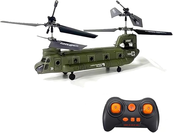 2.4G Remote Control Helicopter S026H 3CH Dual-Rotor Transport Aircraft One-Key Take-Off Military Aerocraft Model Toys Gifts for Model Airplane Enthusiasts
