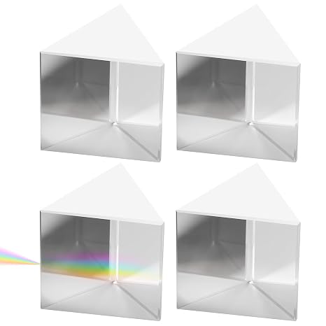HEALLILY 4 Pcs Triangular Optical Glass Prisms Made of Crystal with High Clarity and Multifunction for Laboratory Experiments and Photography Use