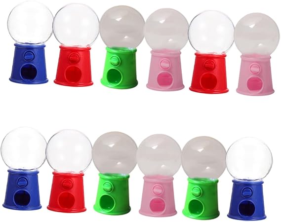 Cabilock 12 Pcs Mini Gacha Machine Mini Toy Gumball Machine Toys Candy Bubble Candy Bank Gum Candy Dispenser Delicate Decoration Small Gift Display Kids