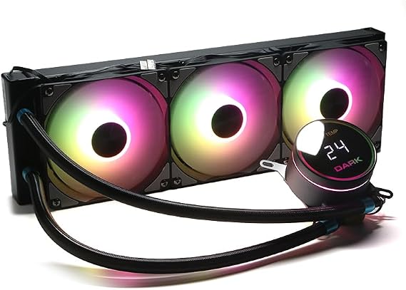 Dark Freezer W362 2025 Edition 360mm 3x12cm ARGB LED Fan + With Temperature Display Pump, 300W TDP, LGA1700 - AM5 Compatible Liquid Cooling System (DKCCW362)