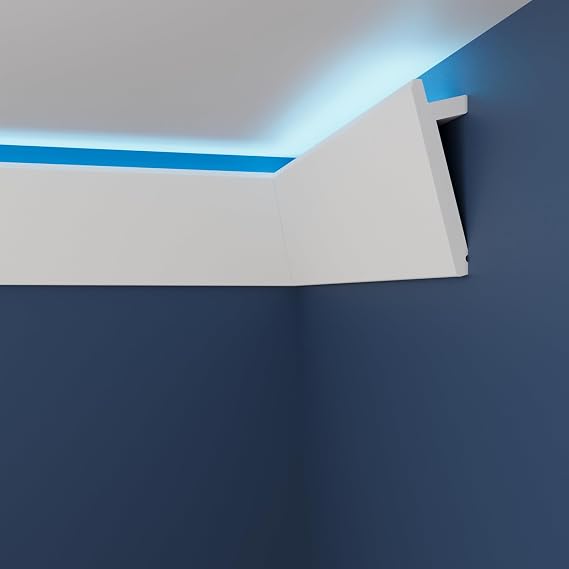 LED Coving Cornice, Extruded Polystyrene Ceiling Trim WLU22, 2m (1 x 2m)