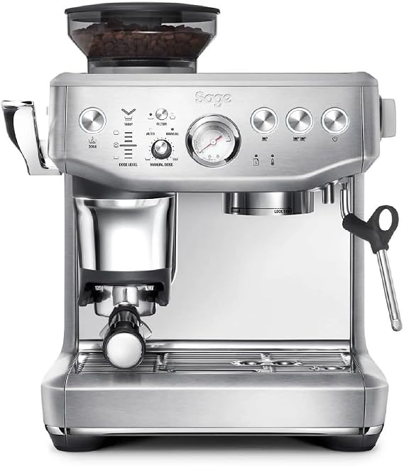 Sage The Barista Express Impress Espresso Machine - Espresso and Coffee Maker Bean to Cup Coffee Machine Coffee Machine with Milk Frother SES876BSS Brushed Stainless Steel Coffee machine with manual milk frother and integrated grinder intelligent dosage 25 grinding settings