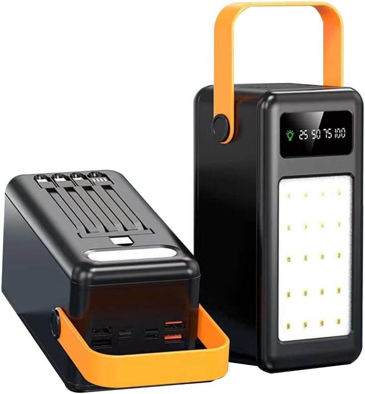 Tragbares Ladegerät 80000 MAh Powerbank Mit Hoher Kapazität 15 W Schnellladung Eingebaute Kabel Externer Akku 8 Ausgänge Und 3 Eingänge Powerbank Für Campingreis(Size:80000 mAhColor:schwarz)